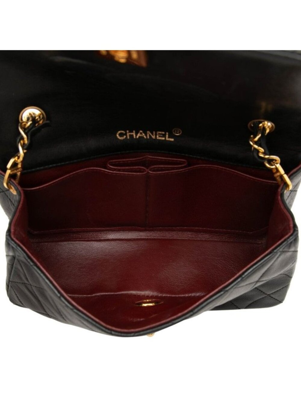 ★SOLD★ Chanel Quilted CC Logo Crossbody Chain Shoulder Bag Black Lambskin - Picture 5 of 7